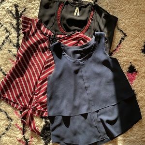 Bundle of three short sleeve / tank blouses